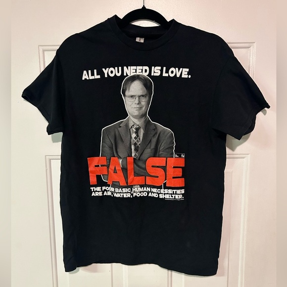 The Office All You Need Is Love FALSE Dwight Schrute Black‎ T-shirt Size M - Picture 1 of 9